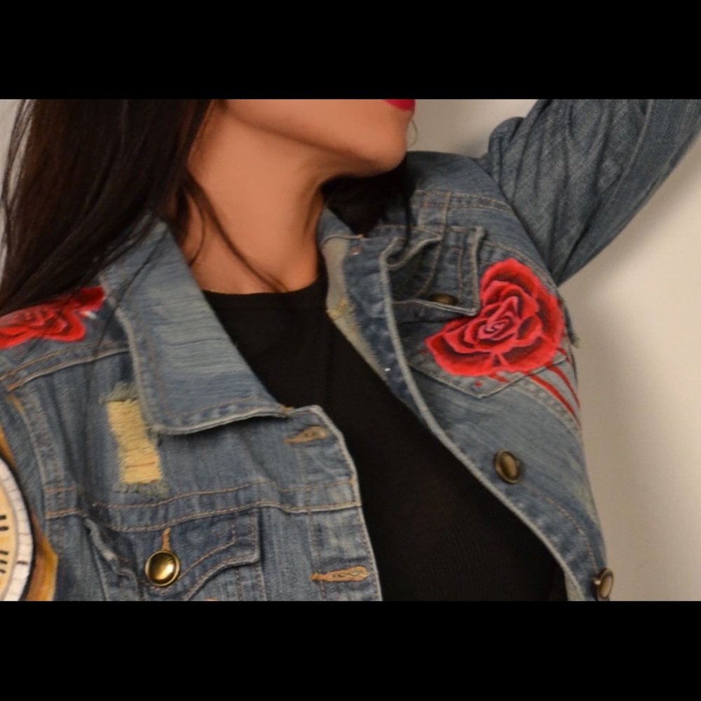 Hand Painted/Customized Denim Jacket - Picture 4 of 5